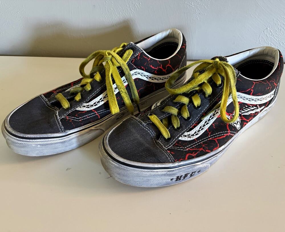 VANS Old Skool Hellfire Club Graphic Sneakers Black/Red/Yellow Men 9.5 (0218)